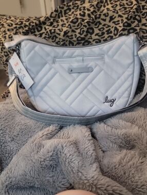 lug Quilted Shoulder Bag in White with Silver Strap